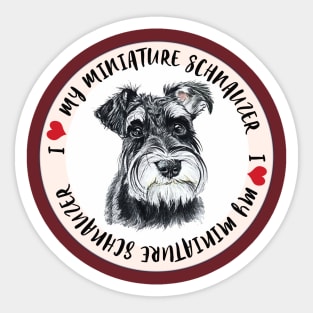 I Heart My Miniature Schnauzer Sticker